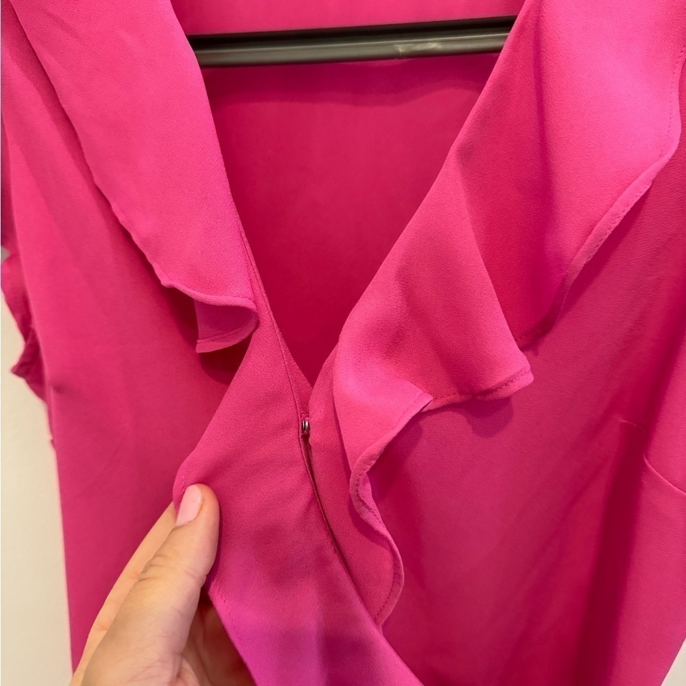 Banana Republic Pink Ruffled Wrap Blouse - Picture 4 of 9